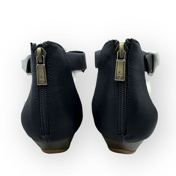 NWT Kenneth Cole Reaction Womens T-Strap Great Gal Wedge Sandals Navy Size 9.5 - Picture 4 of 9